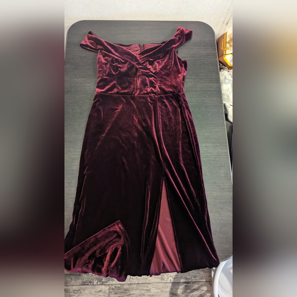 Formal off the shoulder dress, size 14, Rebecca B.